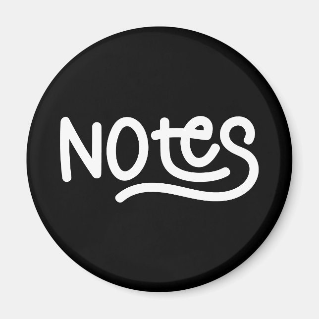 Black and White Bold Handwriting Notes Typography Magnet (Front)
