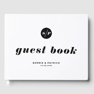Black and White Bold Italic Typography Wedding Guest Book
