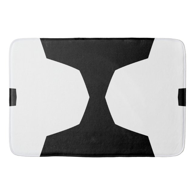 Black and white Bold Minimal Geometric Bath Mat (Front)