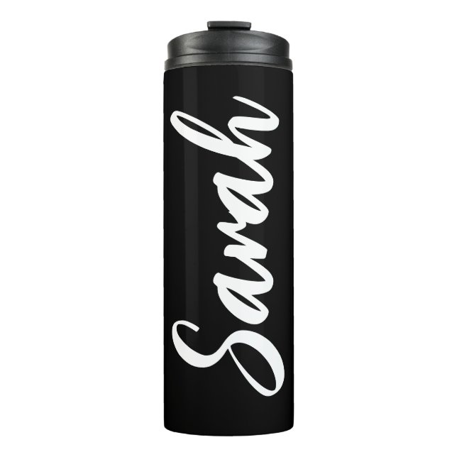 Black and White Bold Personalized Thermal Tumbler (Front)