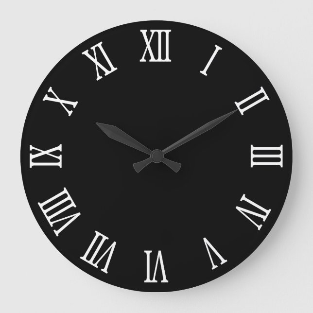 Black and White Bold Roman Numerals Large Clock (Front)