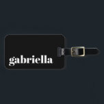 Black and White Bold Typography Personalized Name Luggage Tag<br><div class="desc">Bold Modern Typography Personalized Name Luggage Tag with White Text on a Black Background</div>