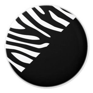 Black and White Bold Zebra Stripe Asymmetrical Ceramic Knob