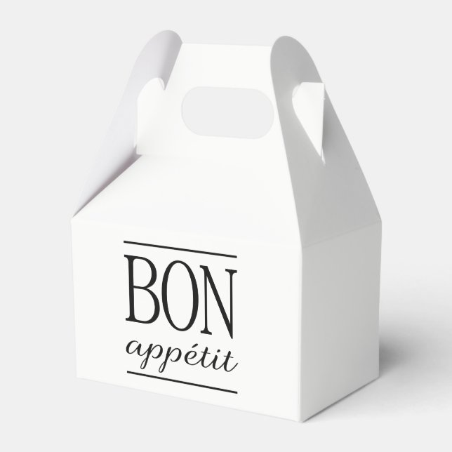Black And White Bon Appetit  Favor Box (Front Side)
