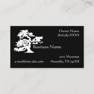 Black and White Bonsai Silhouette Business Card