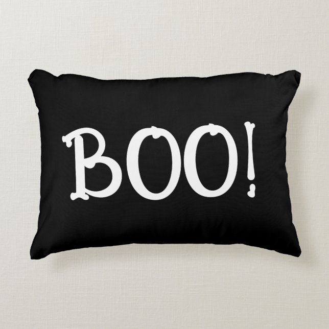 Black and White Bony Boo Accent Pillow (Front)