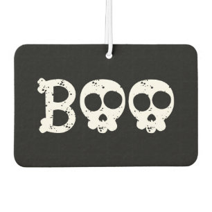 Black and White Bony Skull Boo Air Freshener