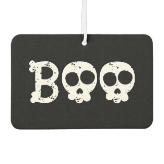 Black and White Bony Skull Boo Air Freshener