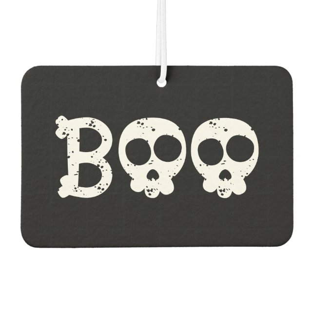 Black and White Bony Skull Boo Air Freshener (Front)