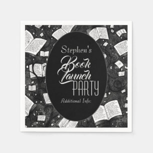 Black And White Book Launch Party Napkin