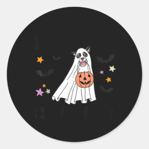 Black And White Border Collie Boo Dog Halloween Classic Round Sticker