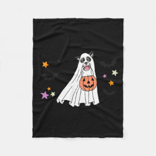 Black And White Border Collie Boo Dog Halloween Fleece Blanket