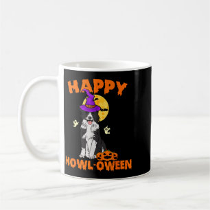 Black And White Border Collie Dog Witch Happy Coffee Mug