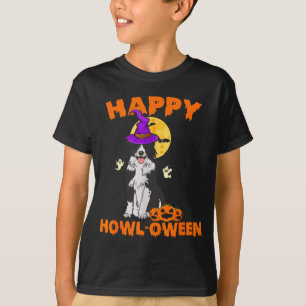 Black And White Border Collie Dog Witch Happy T-Shirt