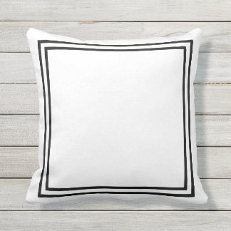Black and White Border Framed Throw Pillow