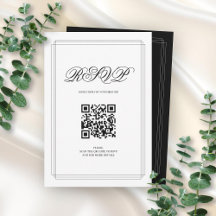 Black and white border QR code Old Money wedding