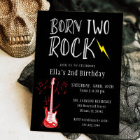 Black and White Born Two Rock Guitar 2nd Birthday