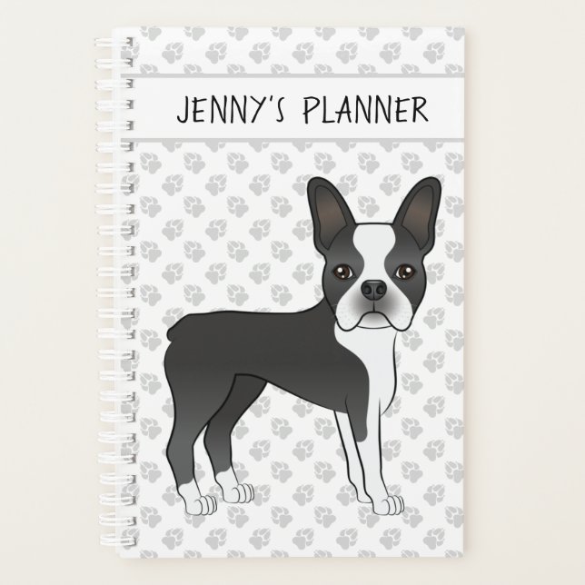 Black And White Boston Terrier Cartographie Chien  (Devant)