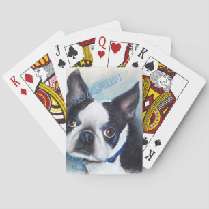 BLACK AND WHITE BOSTON TERRIER PLAYING CARDS