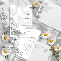 Black and White Botanical Daisy Garden Wedding