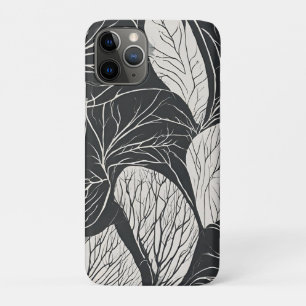 Black and White Botanical Leaf Art iPhone 11 Pro Case