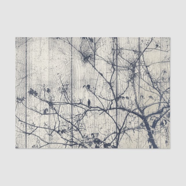 Black and White Botanical Motif Artwork Tissue Paper (Front)