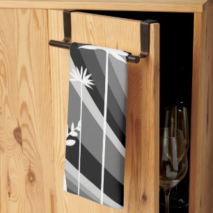 Black and White Botanical Plant Illustration Kitchen Towel