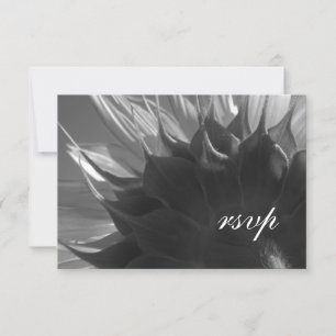 Black and White Botanical Sunflower Wedding RSVP