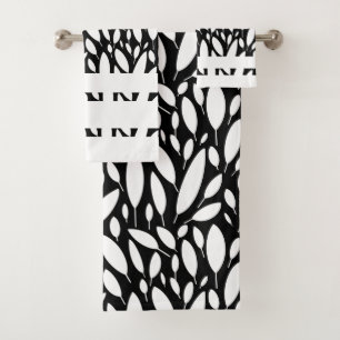 Black and White Botanical Towel Sets
