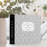 Black and White Botanical Wedding Planning Binder<br><div class="desc">Organize your plans for the big day in this chic personalized wedding planning binder. Beautiful black and white design features a background pattern of botanical leaves,  vines and buds. Personalize the front with your names and wedding date and add matching customization to the spine using the fields provided.</div>