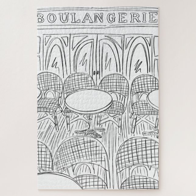 Black and White Boulangerie Jigsaw Puzzle (Vertical)