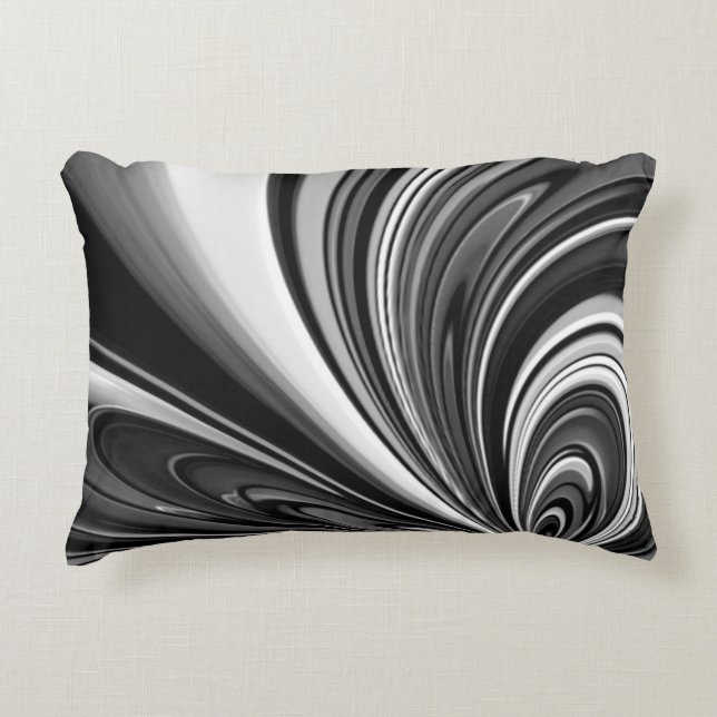 Black and White Bow Abstract Accent Pillow (Front)