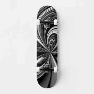 Black and White Bow Abstract Skateboard Deck