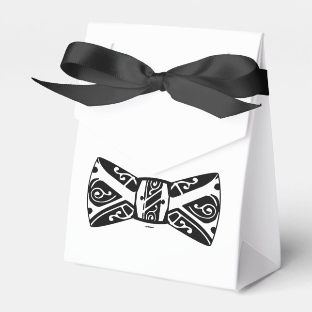 Black and White Bow Tie Favor Box (Front Side)