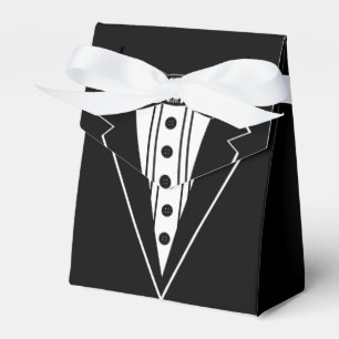 Black and White Bow Tie with Tux Favor Box