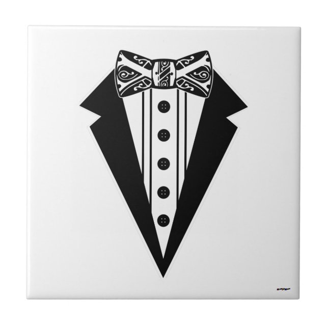 Black and White Bow Tie with Tux Tile (Front)