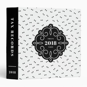 Black and White Bows Pattern Personalized 2018 Tax Binder