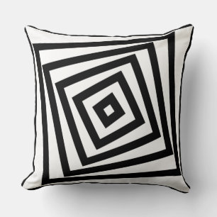 Black And White Box Spiral Pattern - Throw Pillow