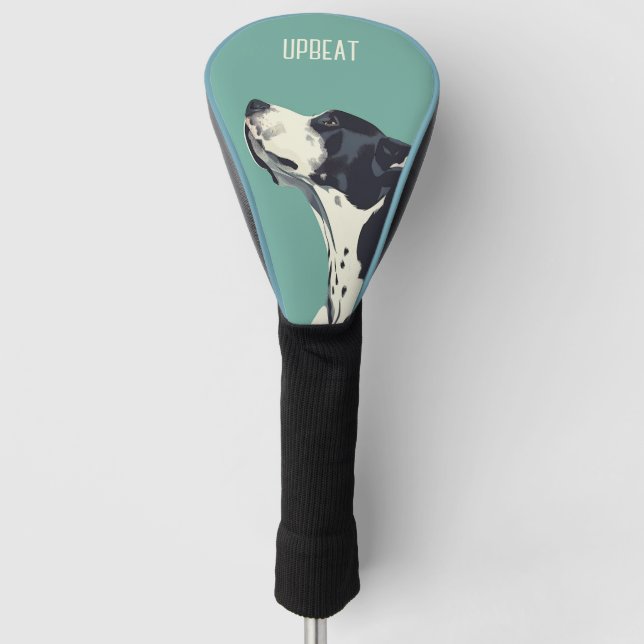 Black and White Boxer Golf Head Cover (Front)