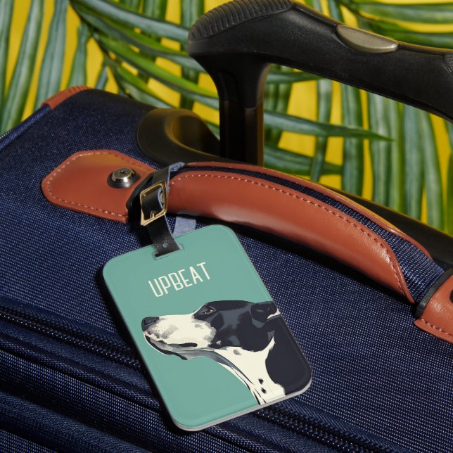 Black and White Boxer Luggage Tag (Front Insitu 1)