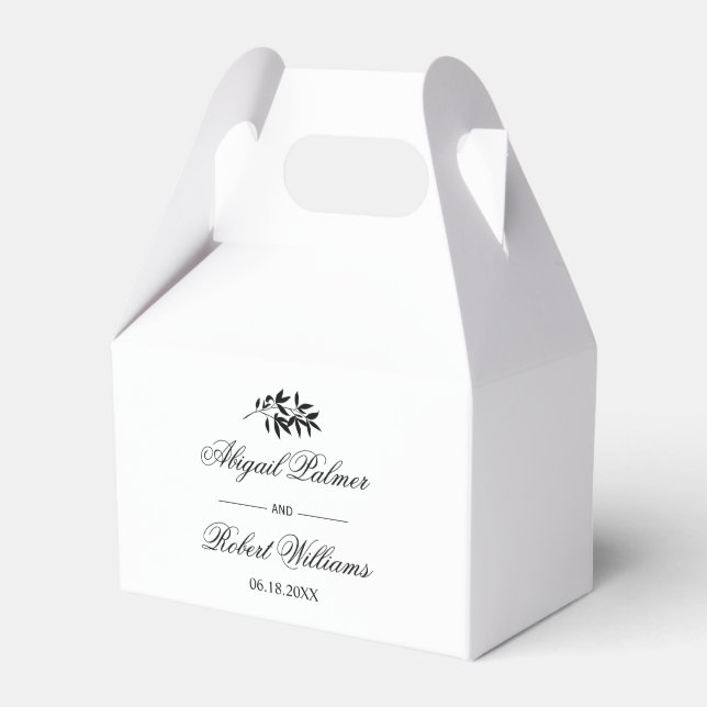 Black and white branch Old Money wedding Favor Box (Front Side)