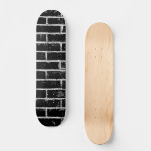 Black and White Brick Wall Skateboard
