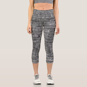 Black and White Bricks Photo  Capri Leggings