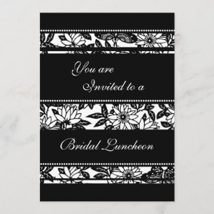 Black and White Bridal Luncheon Invitation Cards