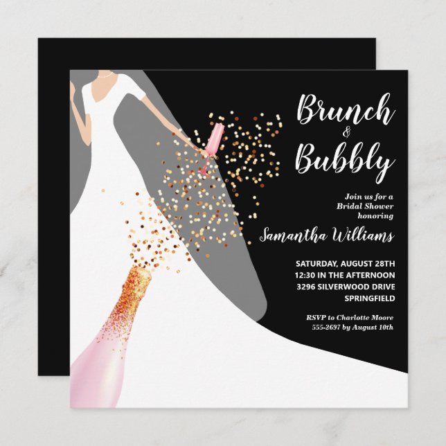 Black and White Bridal Shower Invitations (Front/Back)