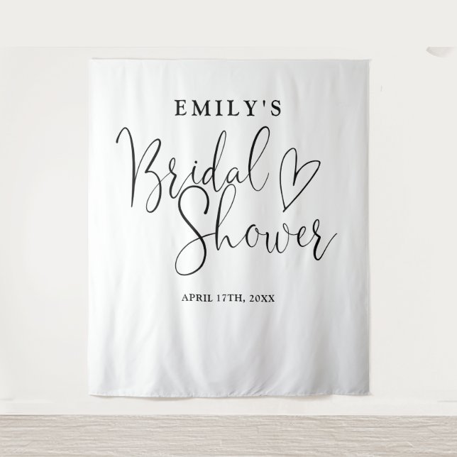 Black And White Bridal Shower Photo Backdrop Tapestry (Front)