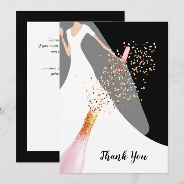 Black and White Bridal Shower Thank You (Front/Back)