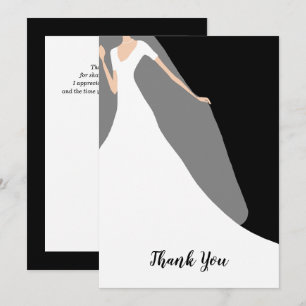 Black and White Bridal Shower Thank You Card