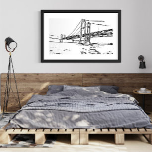 Black and White Bridge Art Print