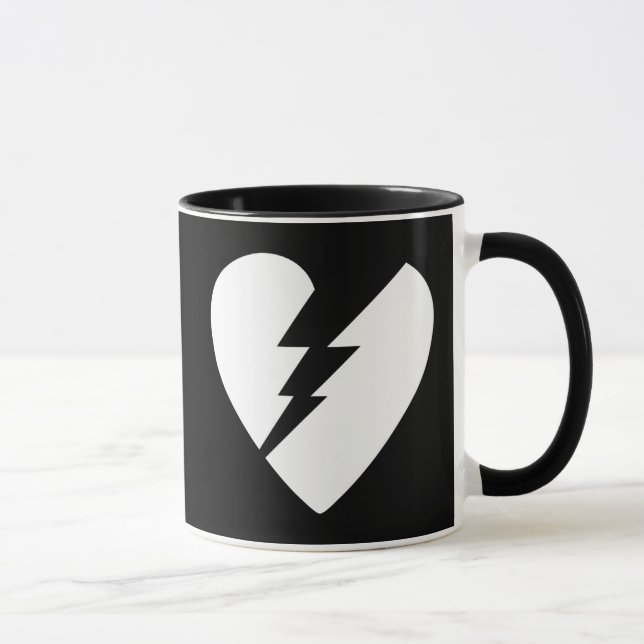 Black and White Broken Heart Vector Art Mug (Right)